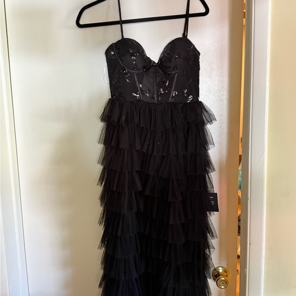 Lulu's Elegant Black Mesh Dress